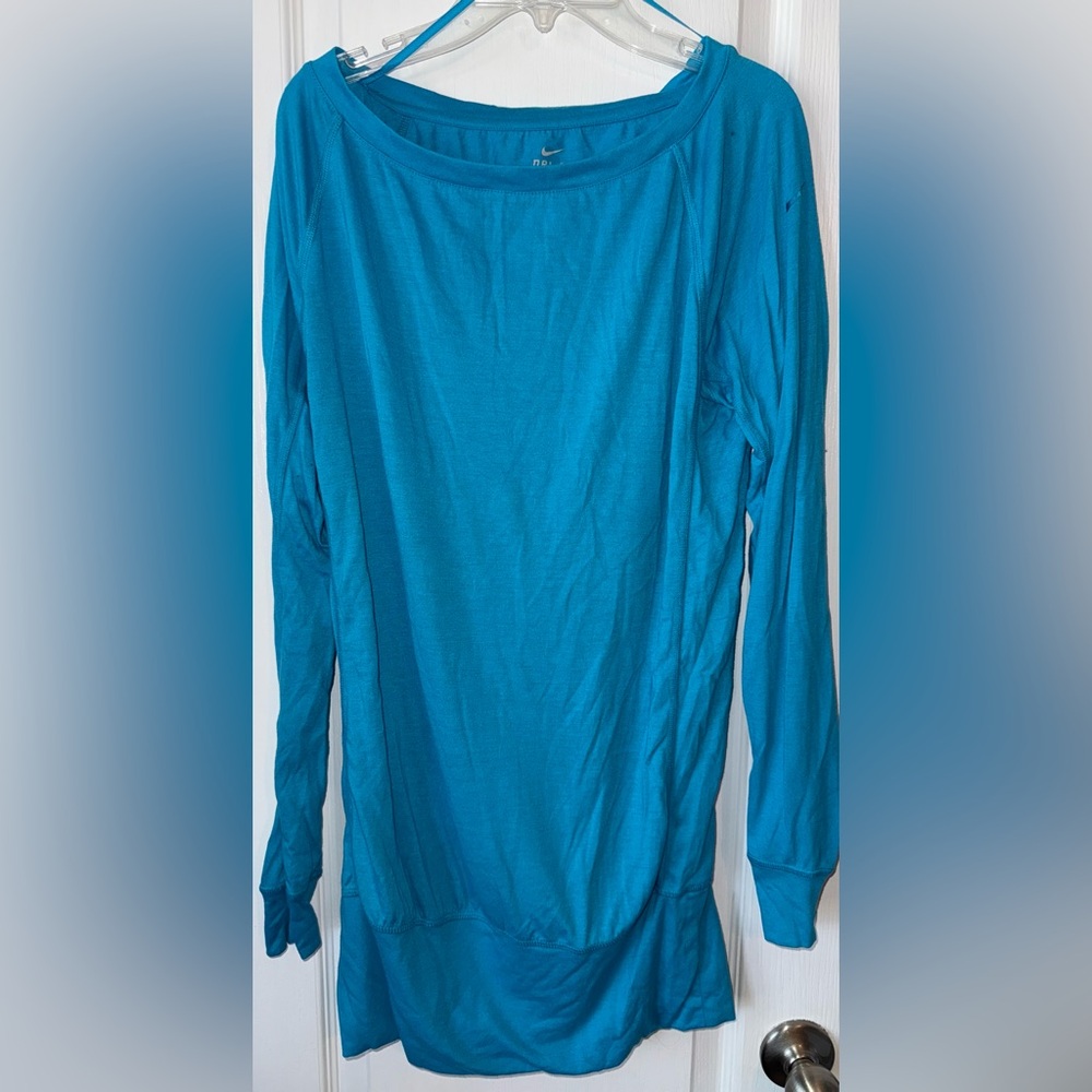 Nike Blue Long Torso Long Sleeve Athletic Top Size S